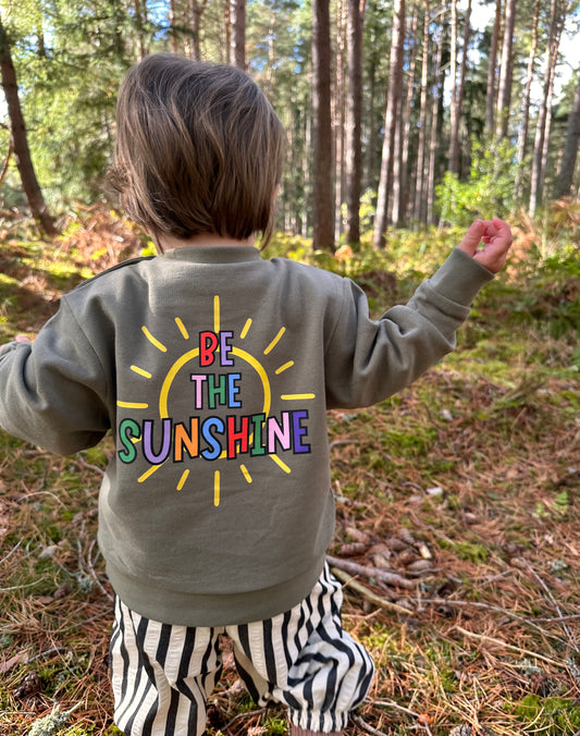 Printed Sustainable Sweatshirt - Be The Sunshine - Olive - 12-18 months