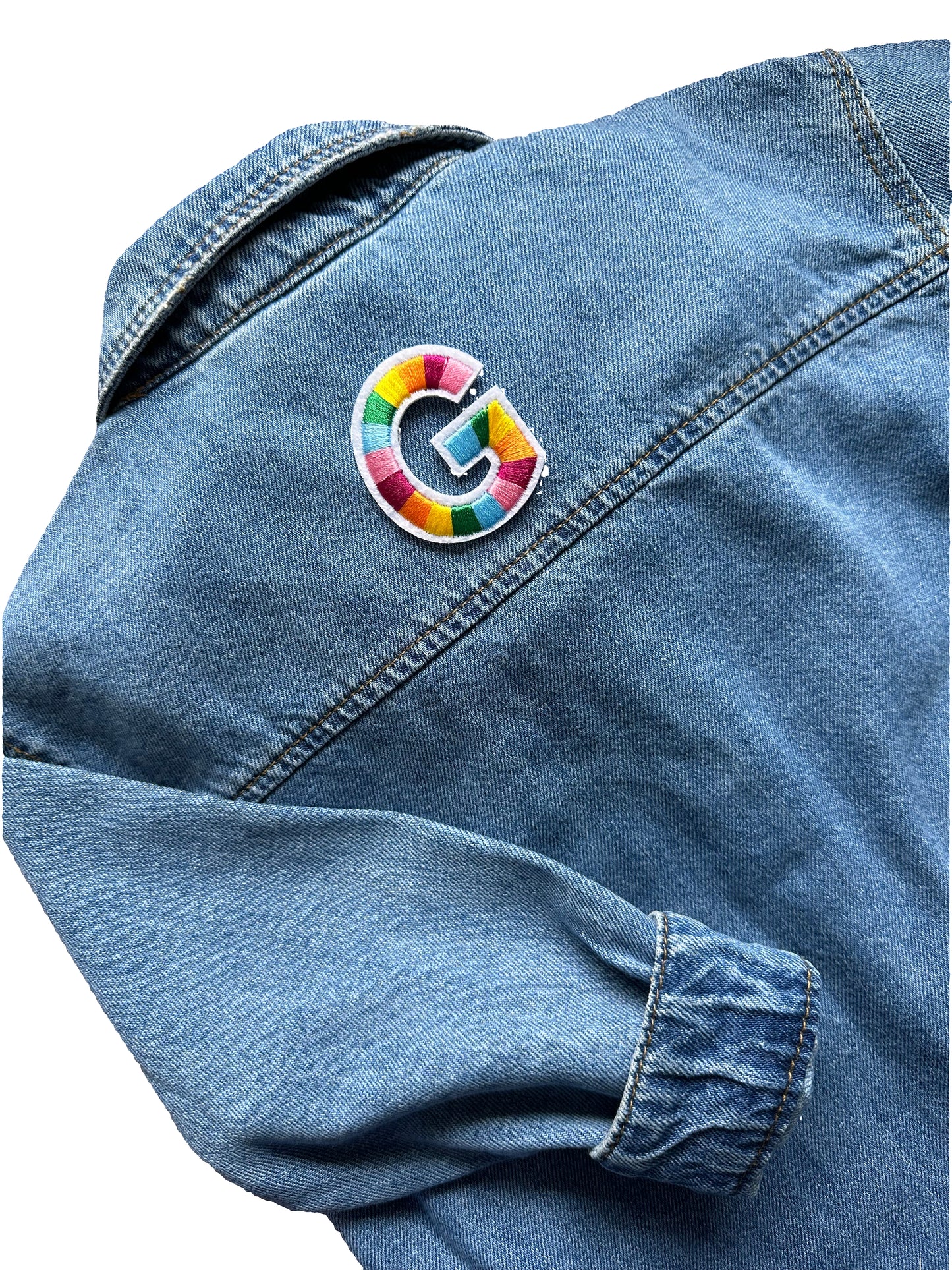 Pre loved viral zara denim kids jacket with personalised embroidery