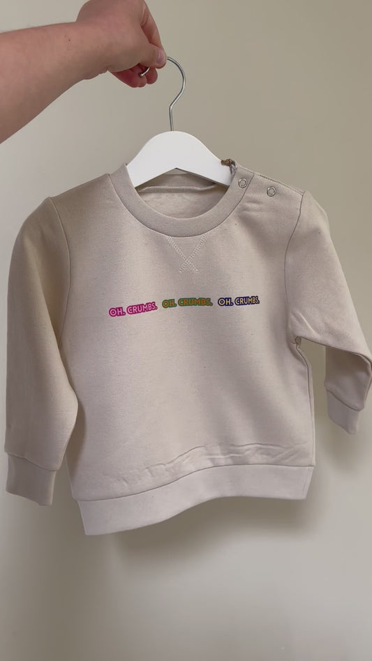 Printed Sustainable Sweatshirt - Oh Crumbs - Oat - 18-24 months